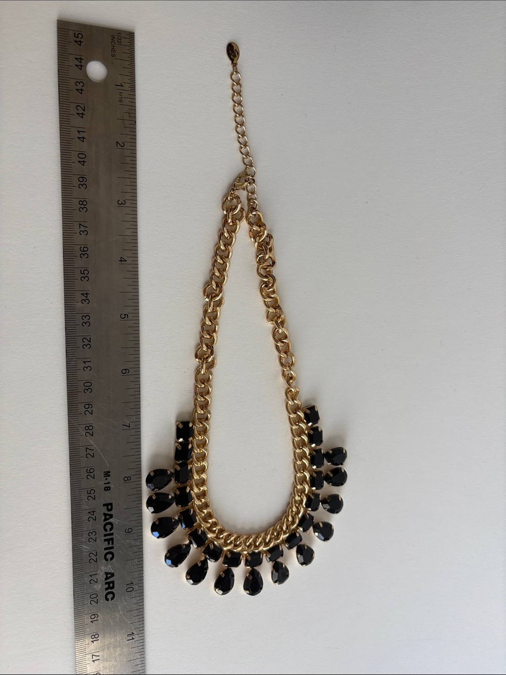 Accessorize Gold Chain Necklace Black Teardrop Statement Jewelry - Picture 4 of 4